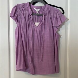 LC Lauren Conrad Purple Ruffled Blouse with Tie Front